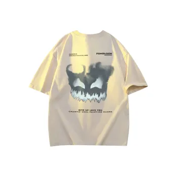 FONDLOOK T Shirts Unisex Light Beige Apricot