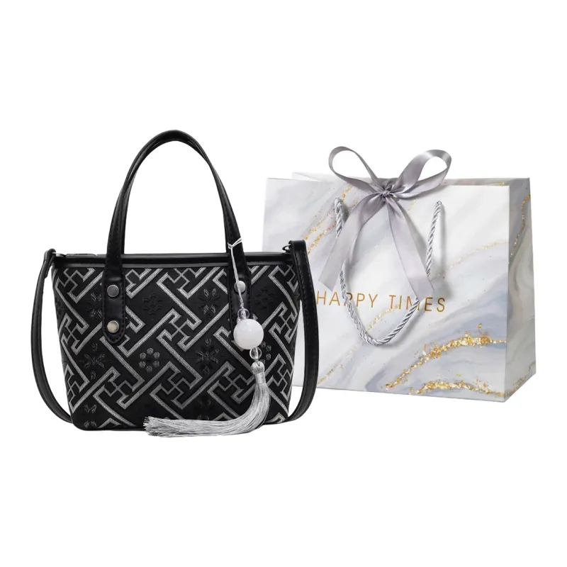 Miss Angel Fabric Crossbody Handbag Women's Ecru/Gray/Black/Pink/Purple-12