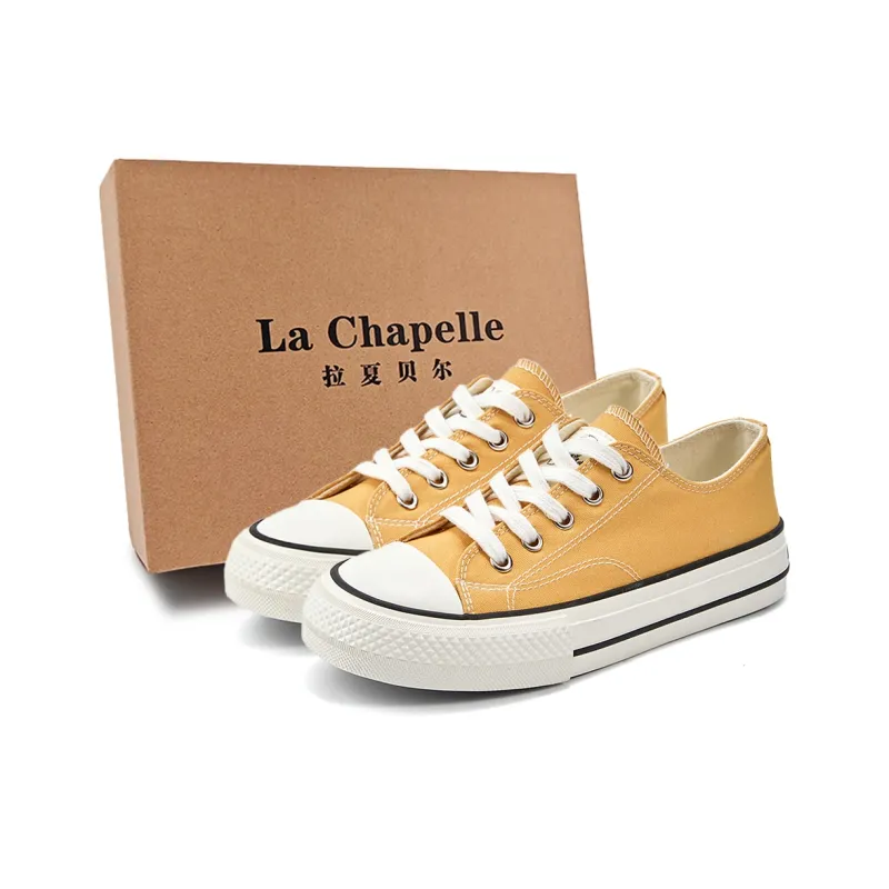 La Chapelle Wear resistant And Lightweight Low Top Canvas Shoes Women's Yellow-0