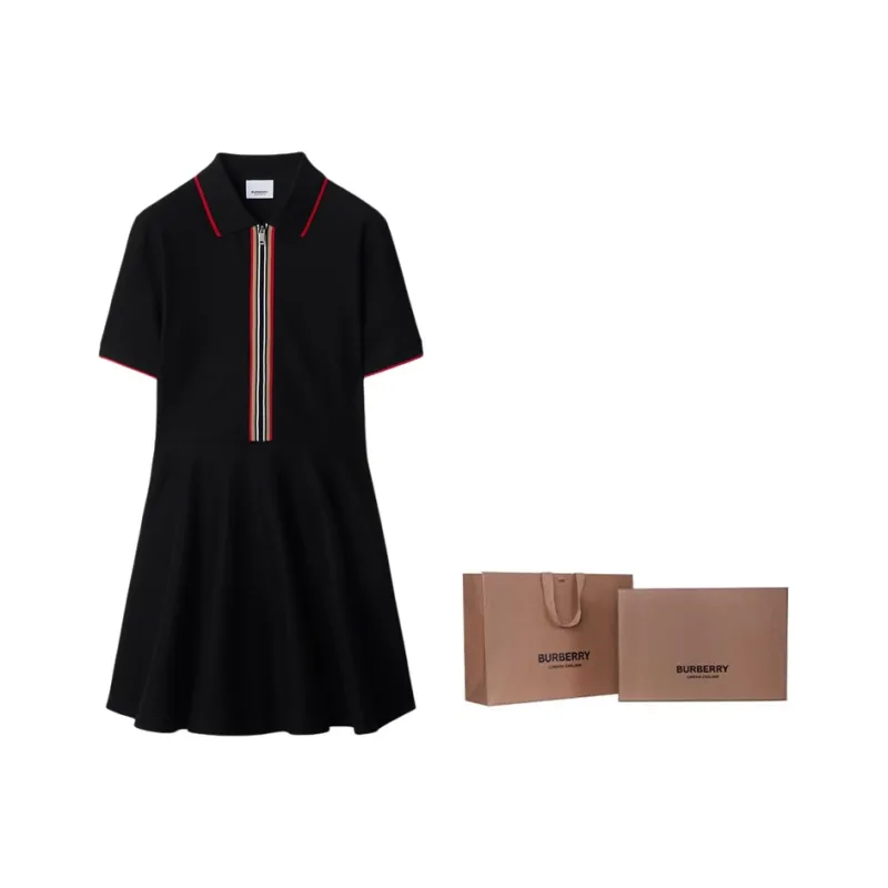Burberry Short Sleeved Dresses Women's Black-3