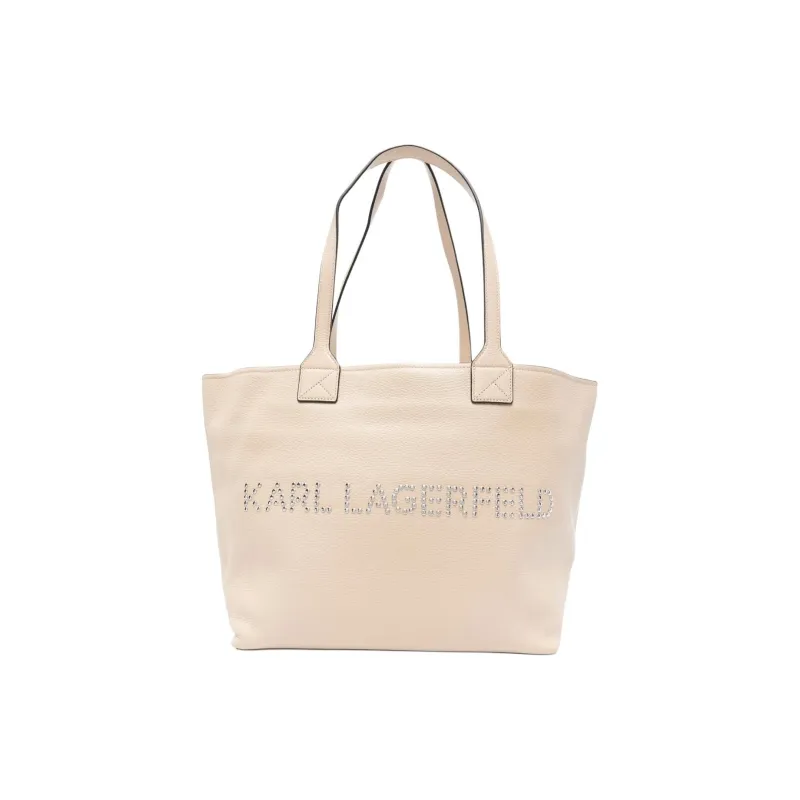 KARL LAGERFELD Calfskin Tote Bag, Shopping Bag, Shoulder Bag Medium Size Women's Sandy Beige-0