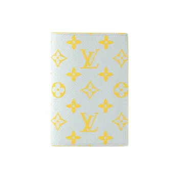 LOUIS VUITTON Coated Canvas Passport Holder Women's Gray & Yellow