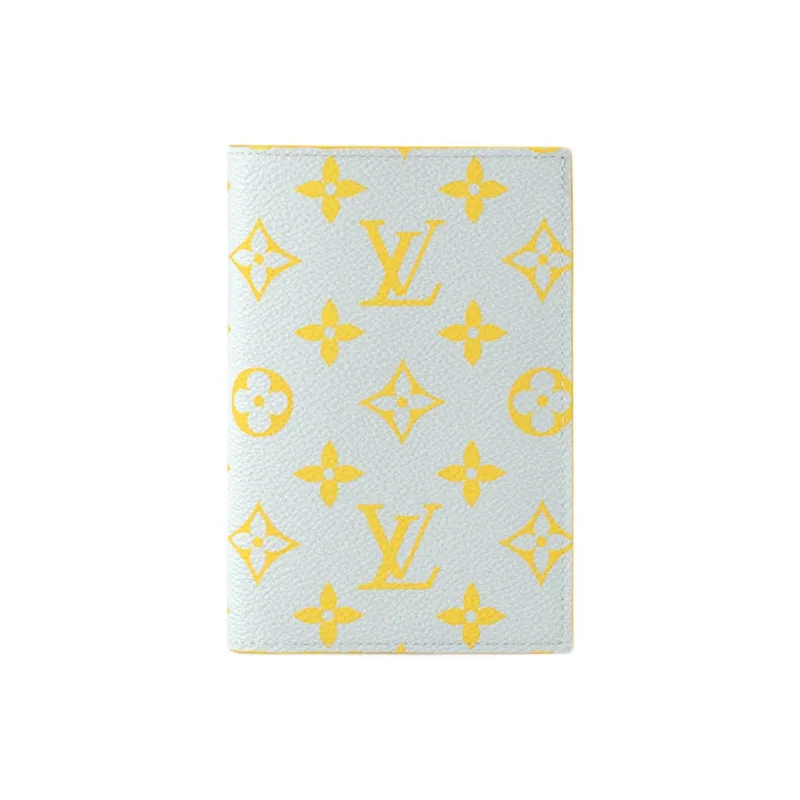 LOUIS VUITTON Coated Canvas Passport Holder Women's Gray & Yellow-0
