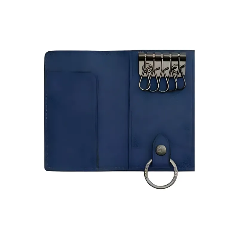 COACH Smooth Leather Key Pouch Mini Men's Dark Blue-2