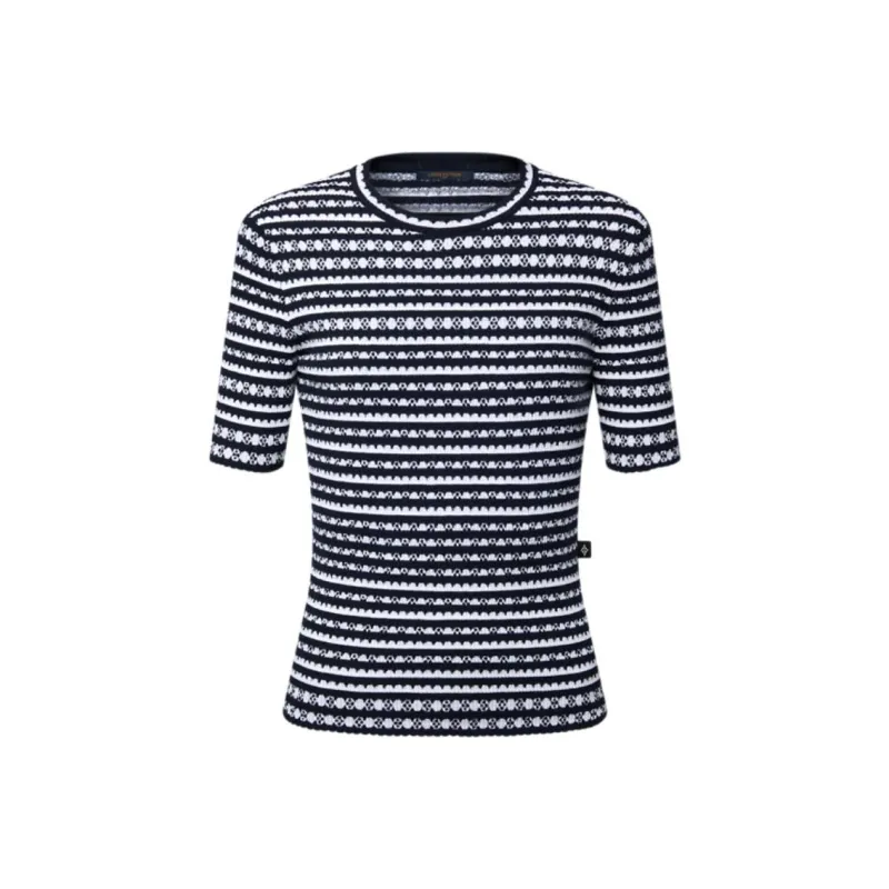 LOUIS VUITTON Scallop Stripe Knit Top-0