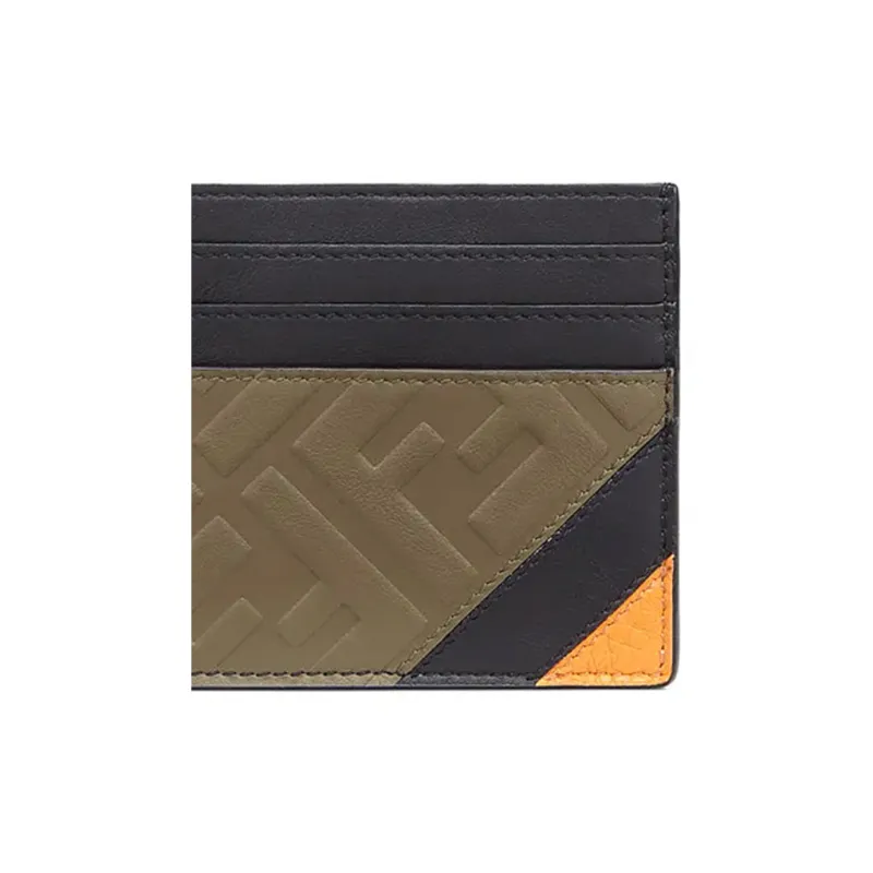 FENDI Multicolor Cow Leather Card Holder Card Holder Men's Olive Green/Black-5