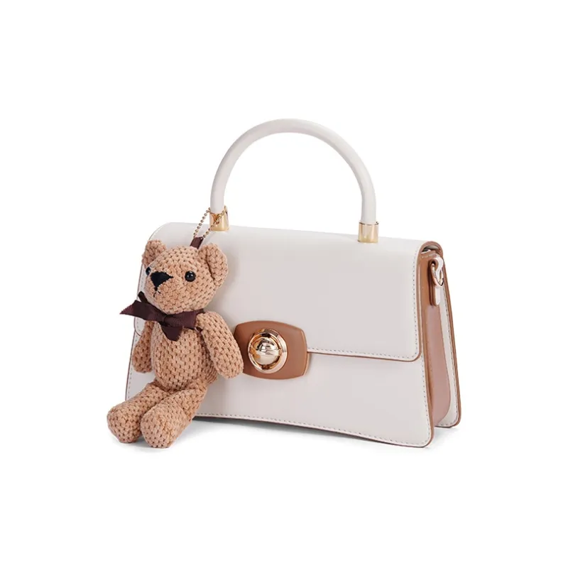 Dubaolu Polyurethane Shoulder Bag, Crossbody Bag, Handbag Medium Size Women's Ecru/Khaki-1