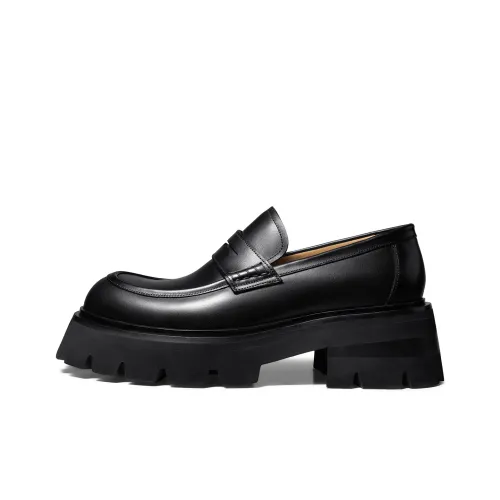 THOM WILLS British Style Casual Versatile Slip on Loafers Men's Black