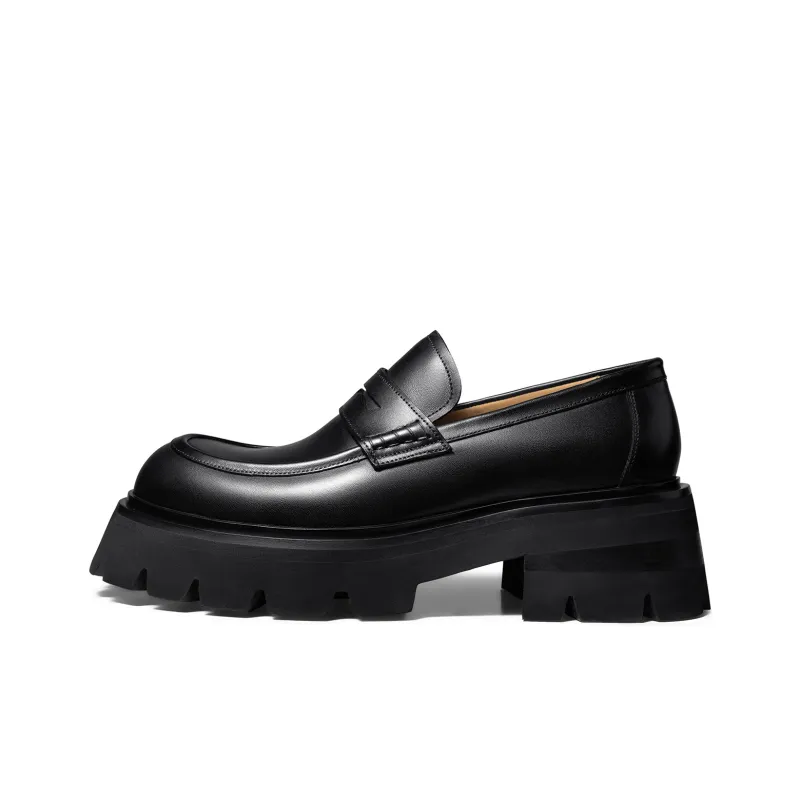 THOM WILLS British Style Casual Versatile Slip on Loafers Men's Black-0