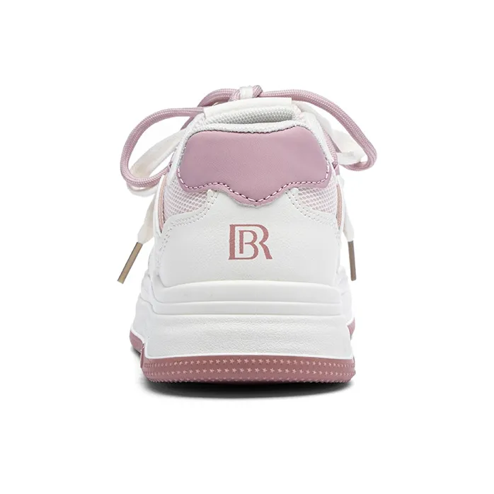 RENBEN Slip Resistant Cushioning And Breathable Low Top Skateboard Shoes Women's Pink White-3