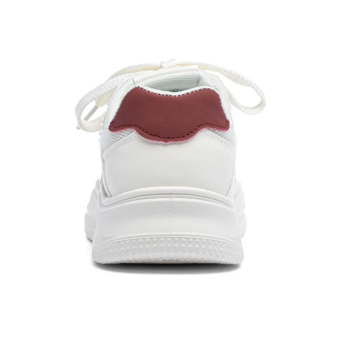 RENBEN Slip Resistant Shock Absorbers With Abrasion Resistant Properties Low Top Skateboard Shoes Women's White Red-3