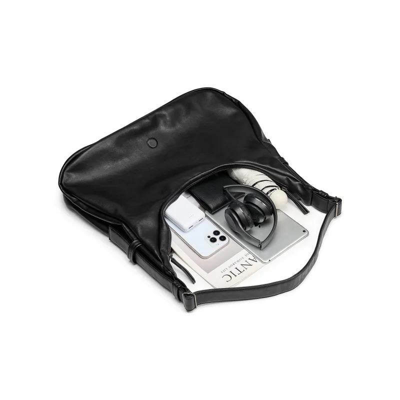 Yawei Kuroda PU 「Bound Curved」 Crescent Bag Handbag, Shoulder Bag, Crossbody Bag Tubas Unisex Black-5