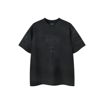 714STREET Crew Neck Short Sleeved T Shirts, 280G Heavyweight, 100% Cotton Unisex Black
