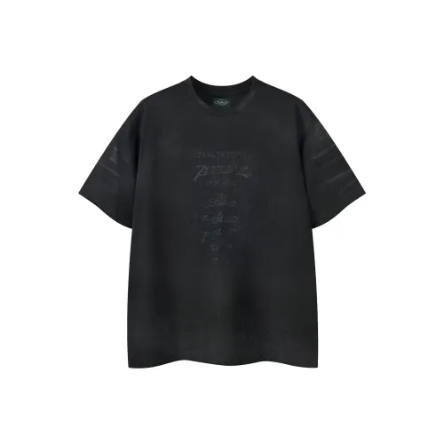 714STREET Crew Neck Short Sleeved T Shirts, 280G Heavyweight, 100% Cotton Unisex Black