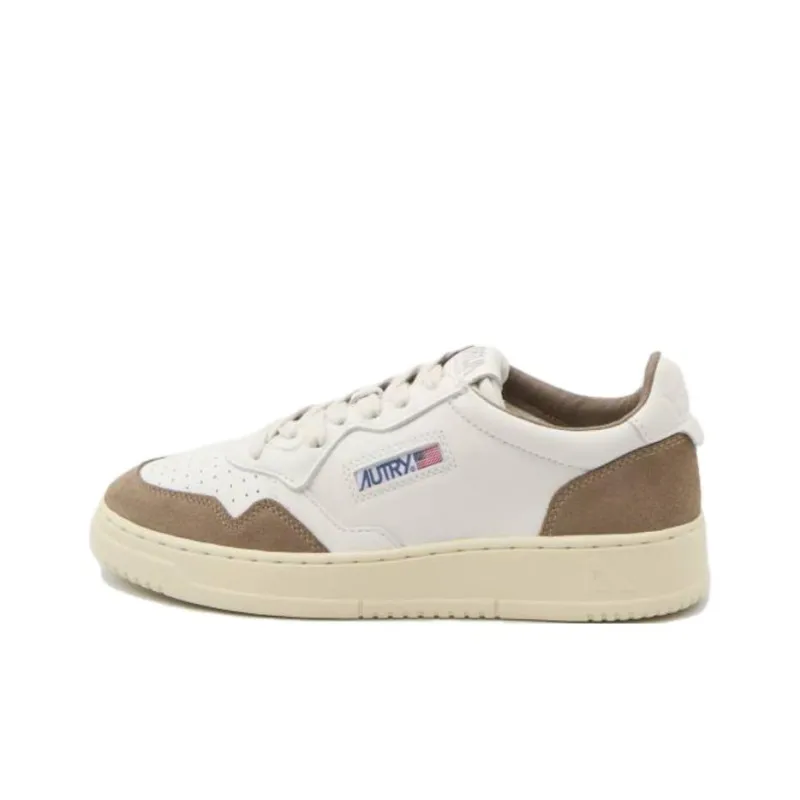 AUTRY Medalist Abrasion Resistant Low Top Skateboard Shoes Men's White Brown-0