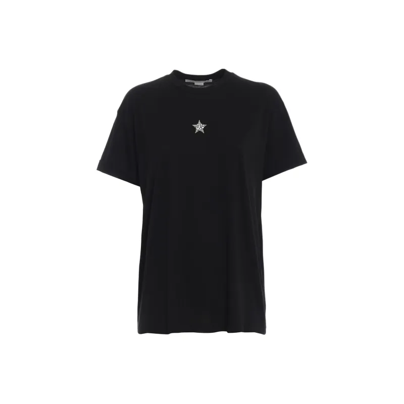 Stella McCartney Star print Faux pearl embellished T shirt-0