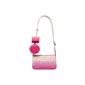 MICHAEL KORS Jet Set Straw Shoulder Bag, Crossbody Bag Trumpets Women's Dragon Fruit