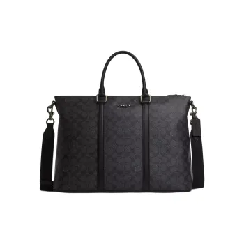 COACH Coated Canvas Shoulder Bag, Crossbody Bag, Handbag Tubas Men's Bronze & Charcoal & Black
