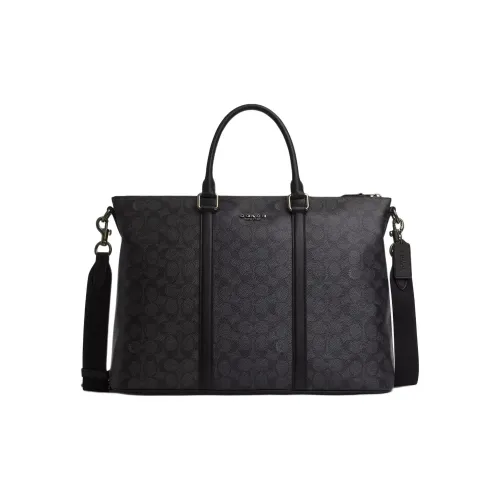 COACH Coated Canvas Shoulder Bag, Crossbody Bag, Handbag Tubas Men's Bronze & Charcoal & Black