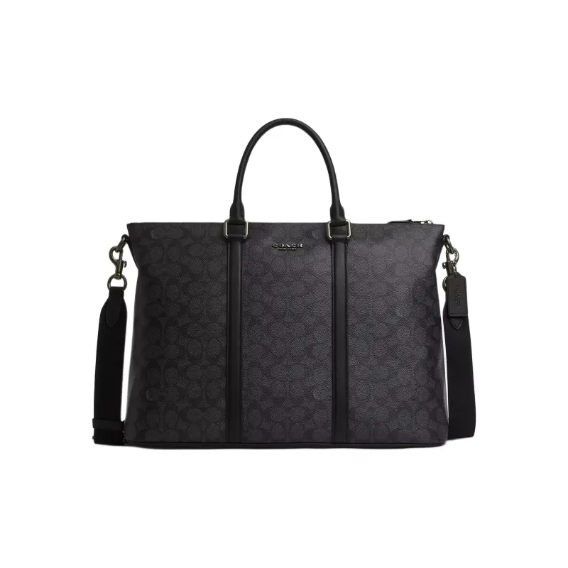 COACH Coated Canvas Shoulder Bag, Crossbody Bag, Handbag Tubas Men's Bronze & Charcoal & Black-0