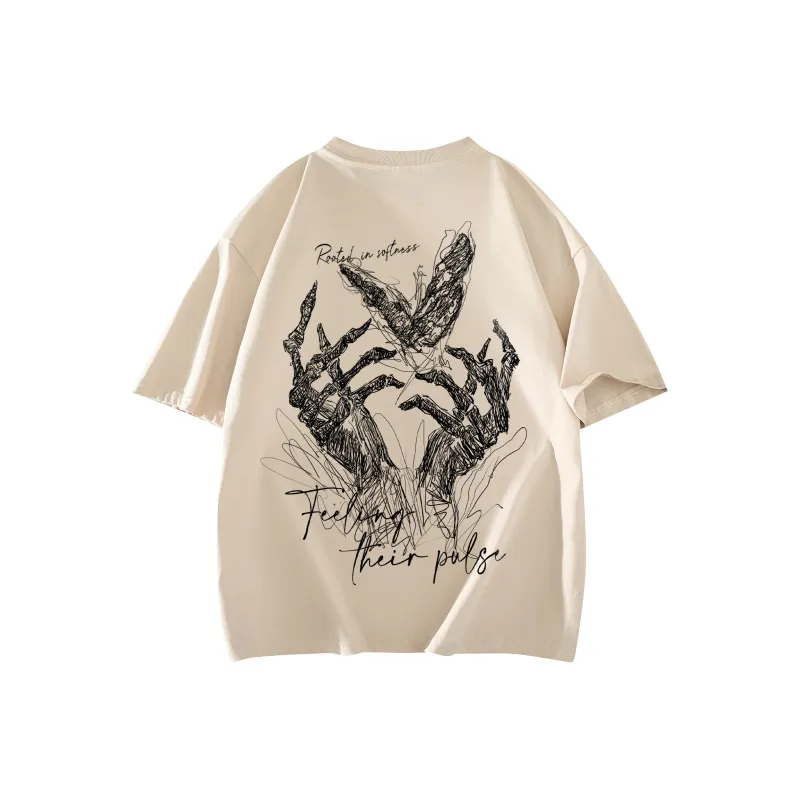 SOIE T-Shirts Unisex Light Beige Apricot-0