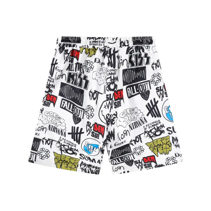 G.M BONNEY Beach Shorts Unisex White-1