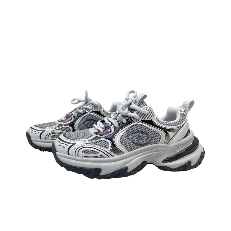 MQGAll Slip Resistant, Abrasion Resistant, Lightweight Low Top Chunky Sneakers Unisex Dark Gray-2