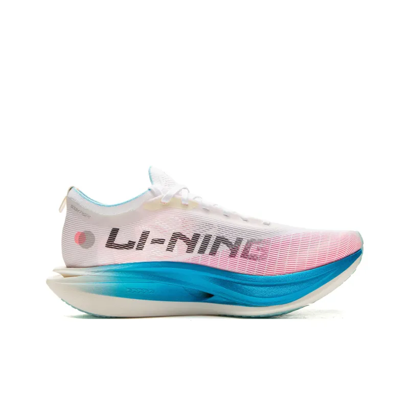 LiNing Flyco 5 ELITE Cushioned Slip Resistant Rebound Low Top Marathon Running Shoes Unisex White Pink Blue-1