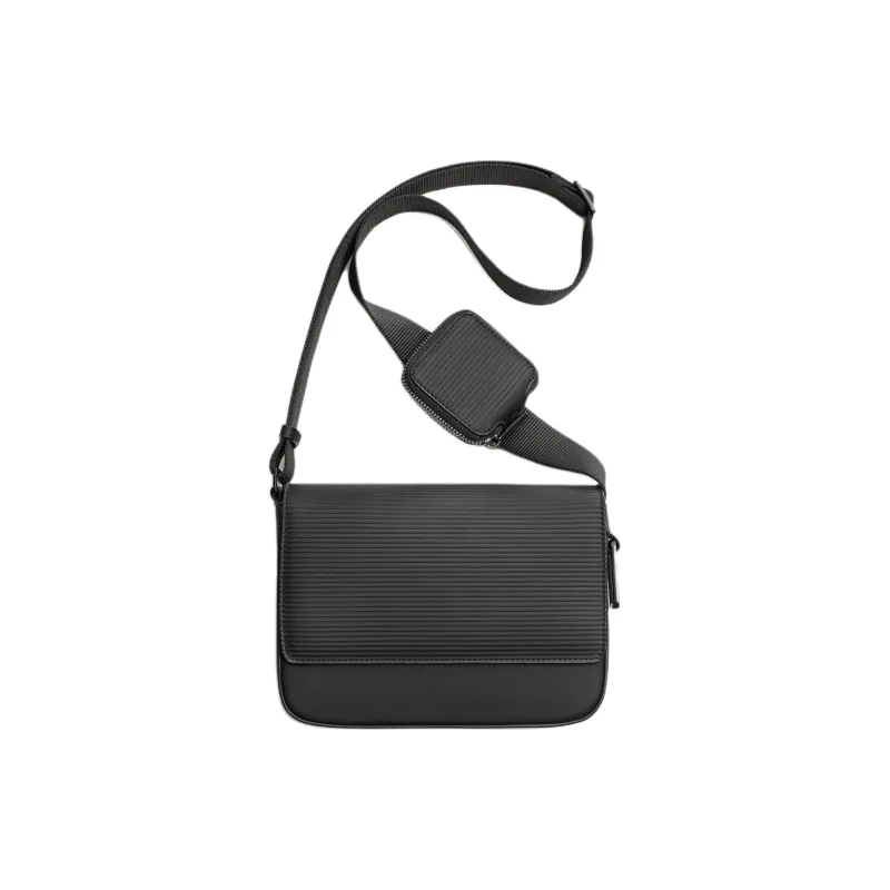 ZARA PU Crossbody Bag, Shoulder Bag Men's Black-0