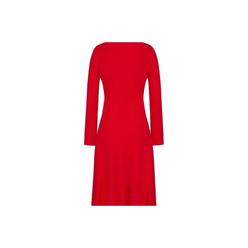 Valentino Long Sleeved Dress Women's Red-3