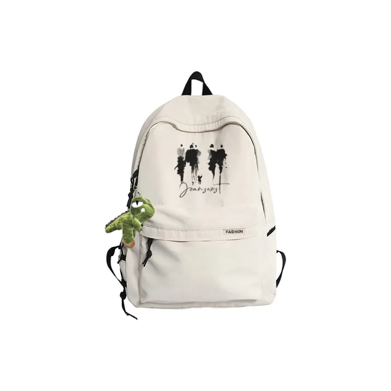 JEANSWEST Nylon Backpack Unisex White/Black-12