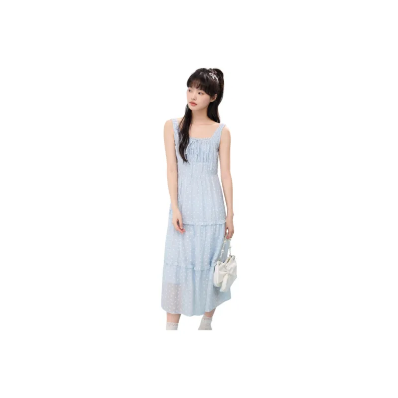 ZIHAN Slip Dress Women's Blue With Print-0
