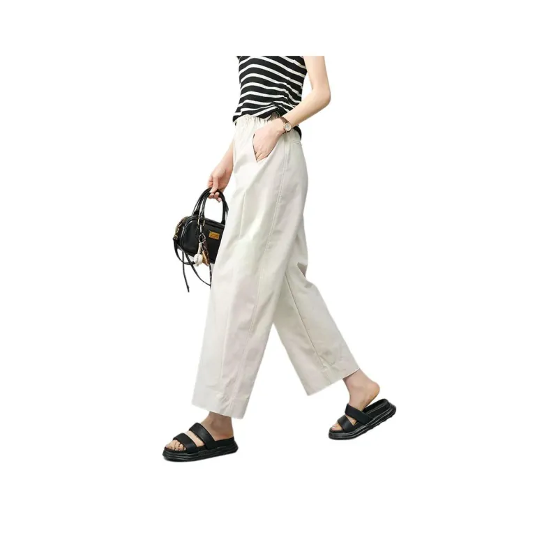 YALIDA Casual Pants Women's Moon White-0