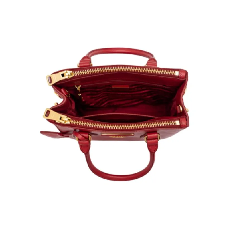 PRADA Cow Leather Handbag Regular Unisex Red-3
