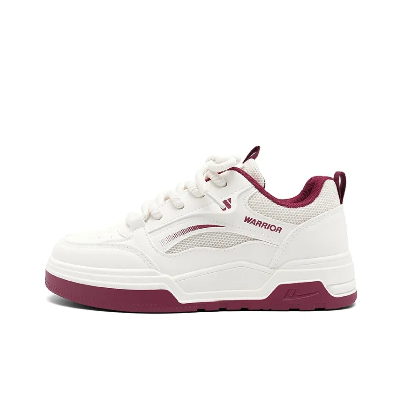 Warrior Abrasion Resistant Breathable Low Top Skateboard Shoes Women's Beige Burgundy-0