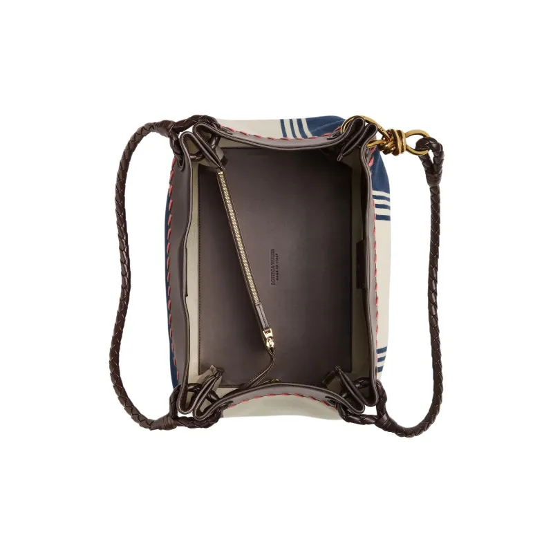 Bottega Veneta Cotton Canvas Bag, Handbag, Shoulder Bag Tubas Women's Natural & Marine Blue-2