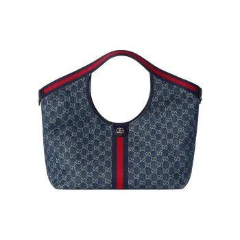 GUCCI Denim Tote Bag, Shopping Bag, Handbag Tubas Women's Blue