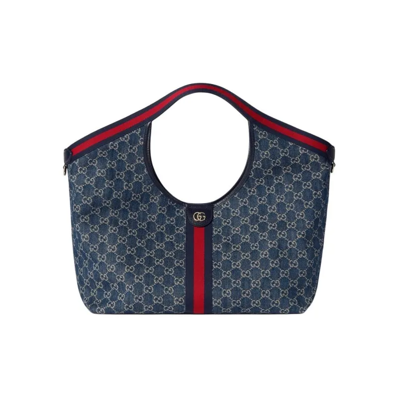 GUCCI Denim Tote Bag, Shopping Bag, Handbag Tubas Women's Blue-0