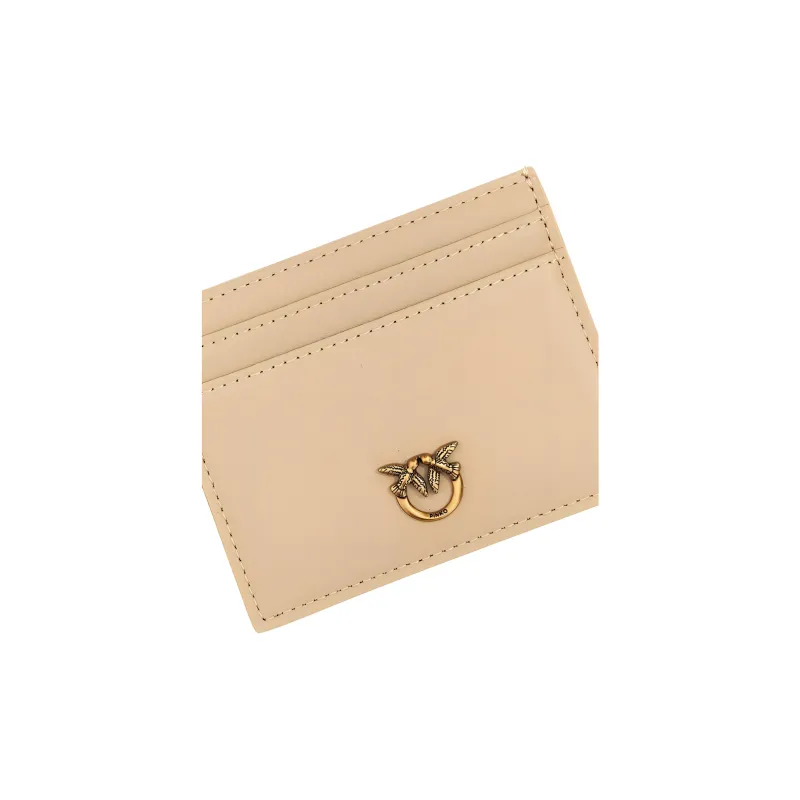 PINKO Calfskin Card Holder Women's Beige-2