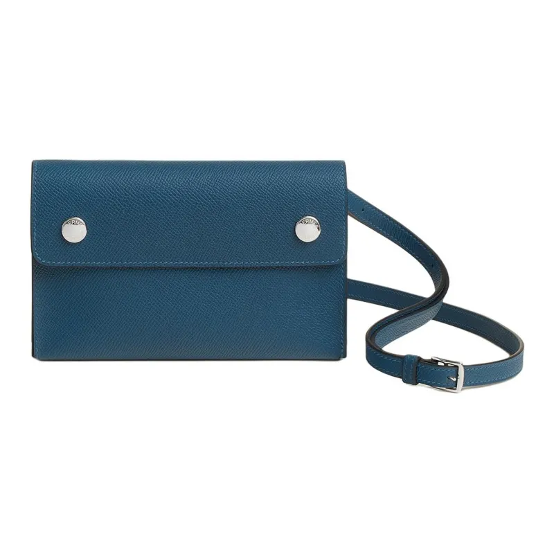 HERMES Hermèsnap Epsom Calfskin Wallet Women's S4 Deep Blue Dark Blue-0