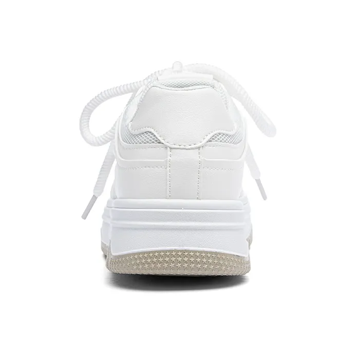 RENBEN Cushioning Abrasion Resistant Breathable Low Top Skateboard Shoes Women's White Khaki-3
