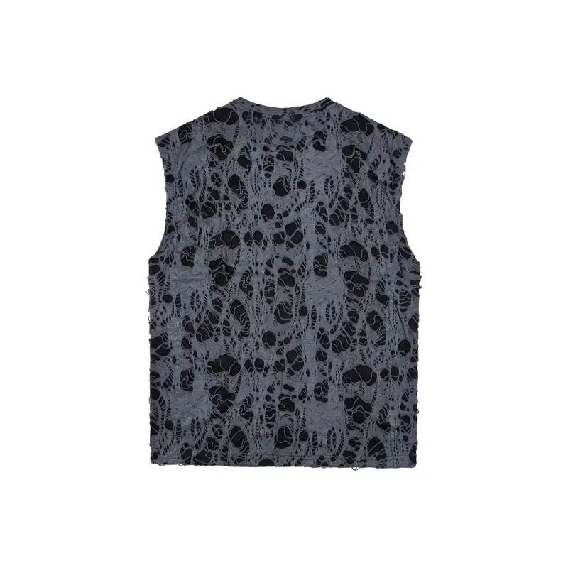 American Vintage Ripped Design Niche Cool Loose Fit Casual Sleeveless Tank Top Unisex-26
