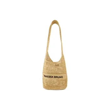 Vanessa Bruno Raffia Tote Bag, Shopping Bag, Shoulder Bag Unisex Black Sand Color
