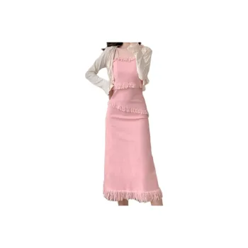 GOSO Cinched Waist Elegance Fringe Long Skirt Women's