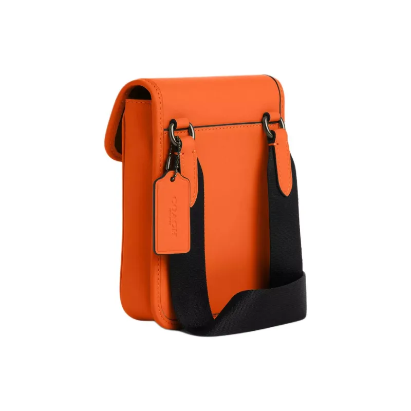COACH RACER Calfskin Cell Phone Pouch, Shoulder Bag, Crossbody Bag Mini Men's Bronze & Spice Orange-1