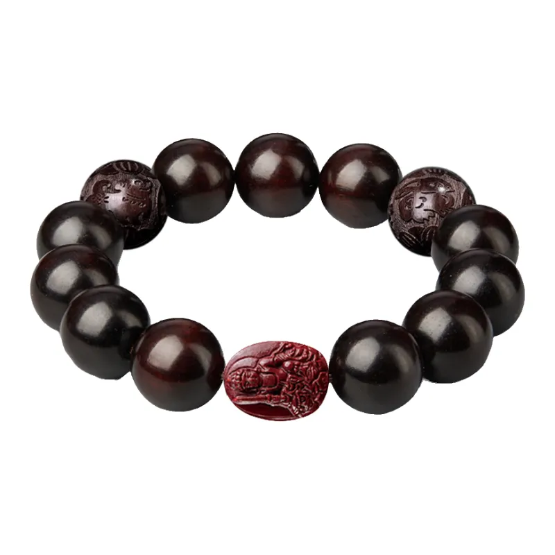 Moonstone Edge Small Leaf Red Sandalwood Bracelets Unisex-3