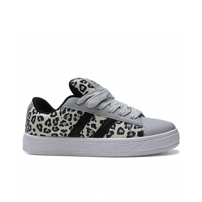 PIYOPIYO Low Top Skateboard Shoes Women's Leopard Gray-3