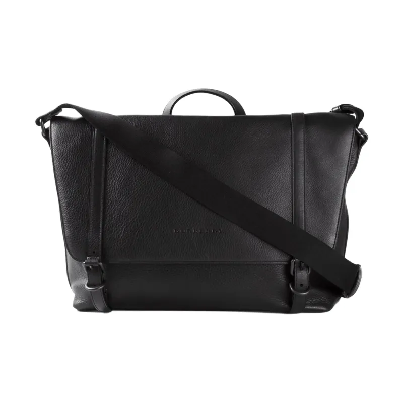 Burberry Calfskin Messenger Bag, Shoulder Bag, Crossbody Bag, Handbag Men's Black-0