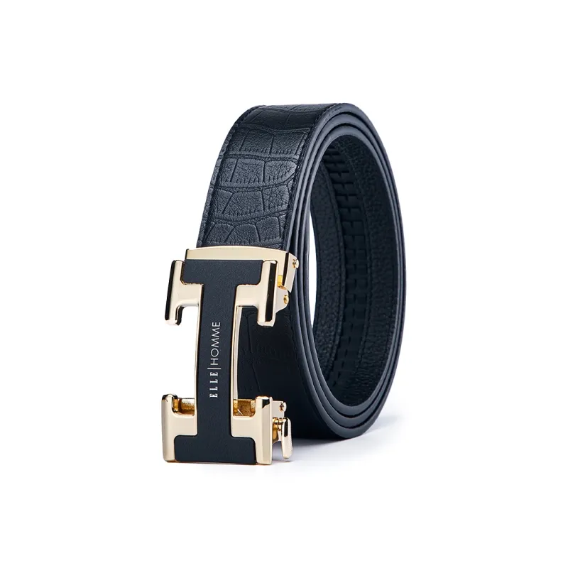 ELLE HOMME Top Grain Leather Belts Men's Width 3.5CM-6