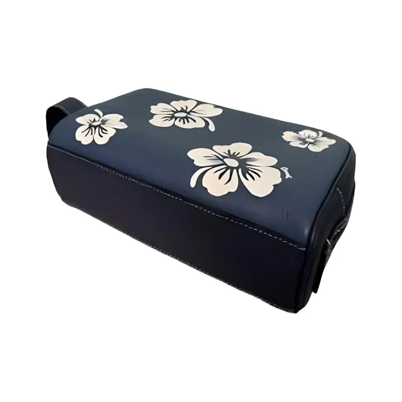 COACH Pebble Texture Cow Leather Travel Bag Clutch Small Size Unisex Denim Blue-3